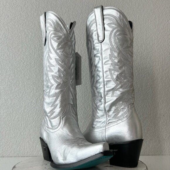 Lane SMOKESHOW Womens Cowboy Boots 9 Silver Trail Western Cowgirl Mid Calf Tall